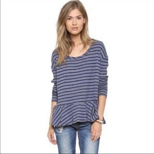 Free People- We the Free- Auntie Em Striped Peplum Boho Blouse, Size XS